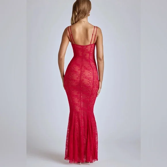 Oh Polly Red Lace Maxi Dress - Picture 2 of 3